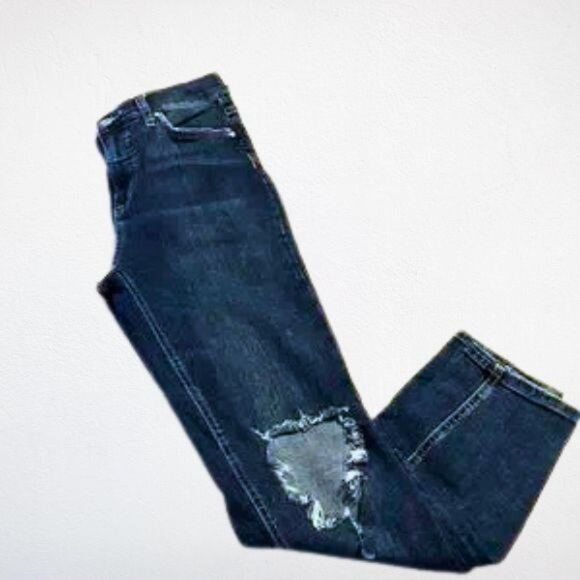 Free People Distressed Skinny Jeans Size 29 Dark Wash - Picture 3 of 4